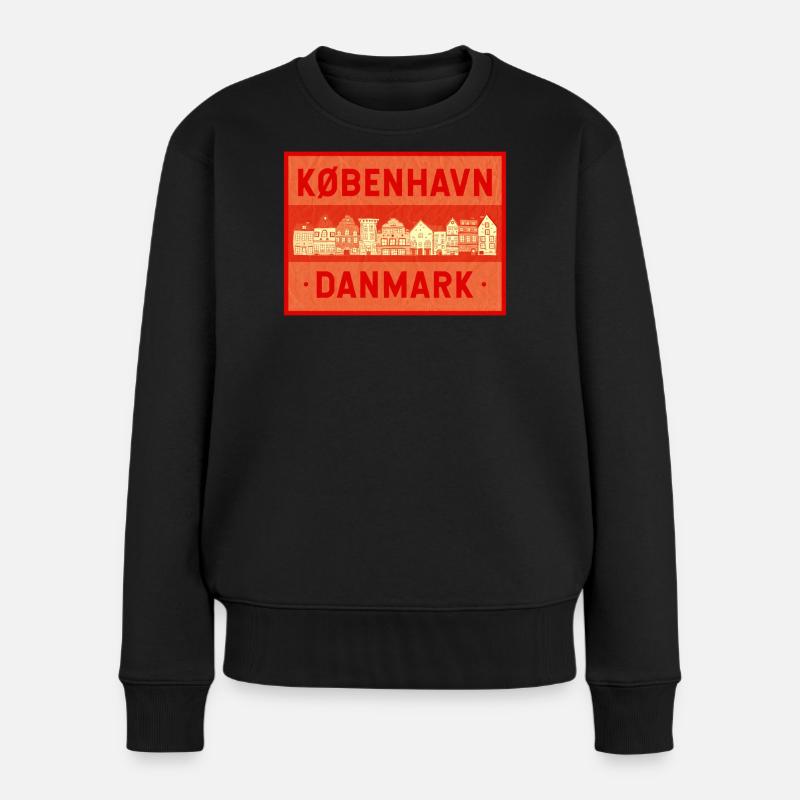 Kopenhagen - Dänemark - Frauen Premium Bio Pullover - Schwarz