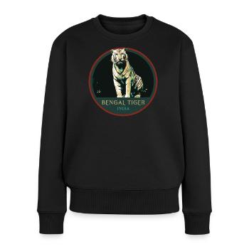 Bengalischer Tiger Porträt Aufnäher: Indische Fauna - Frauen Premium Bio Pullover - Schwarz - Vorne - Julia (174cm)