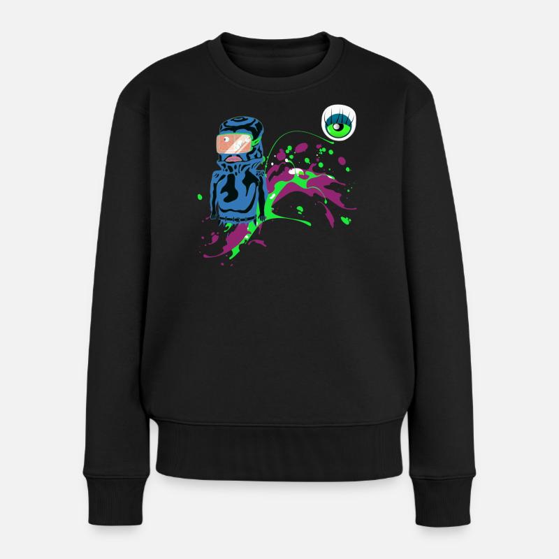 Neon Astronaut Party Design Spraykunst Blickfänger - Frauen Premium Bio Pullover - Schwarz