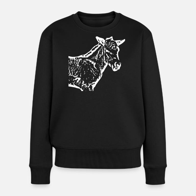 weißes Pferd weiß Pferde T-shirt Geschenk Reiter  - Frauen Premium Bio Pullover - Schwarz