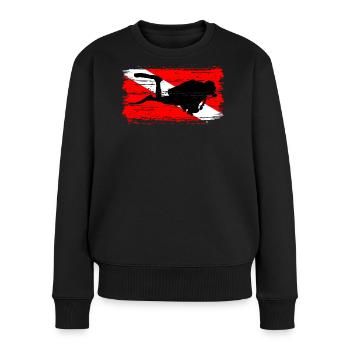 Silhouette de plongée sur drapeau rouge - Pull Premium bio Femme - noir - Devant - Julia (174cm)
