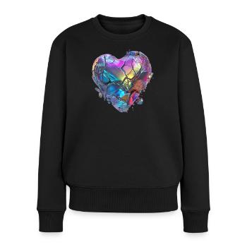 Cœur brisé de pierre - Pull Premium bio Femme - noir - Devant - Julia (174cm)