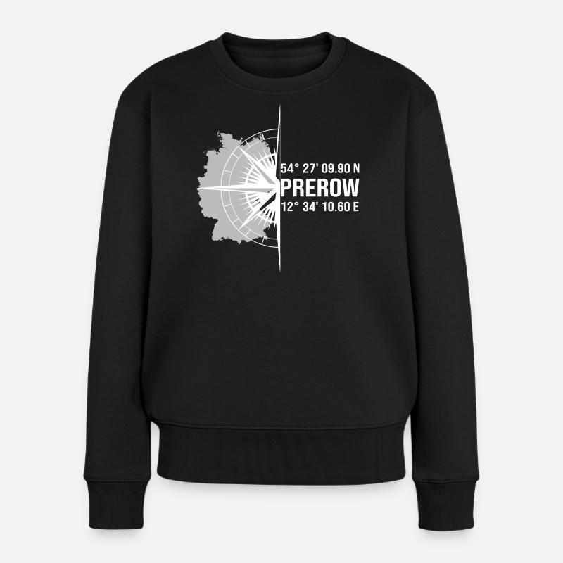 Koordinaten Prerow - Frauen Premium Bio Pullover - Schwarz