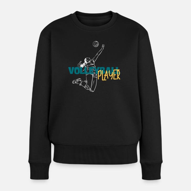 Volley Dive: Dynamic Player Duo - Women's Premium Organic Jumper - black