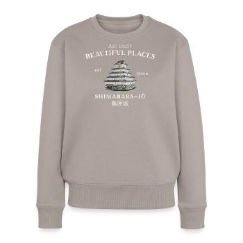 Shimabara Castle, Japan, Beautiful Places Drawing - Women's Premium Organic Jumper - taupe - Front - Julia (174cm)