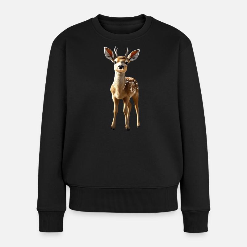 Reh Rehkitz Kostüm Rehbock Rehe Süßes Reh Kitz - Frauen Premium Bio Pullover - Schwarz