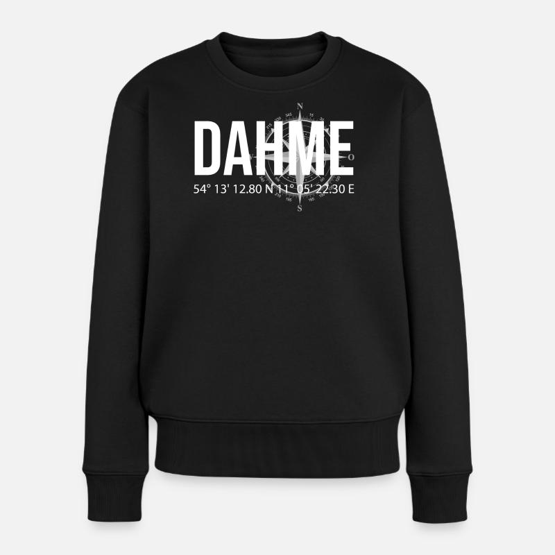 Koordinaten Dahme - Frauen Premium Bio Pullover - Schwarz