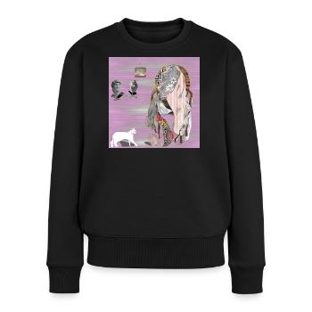 Lehrstuhl für Reflexionen Glitched - Frauen Premium Bio Pullover - Schwarz - Vorne - Julia (174cm)
