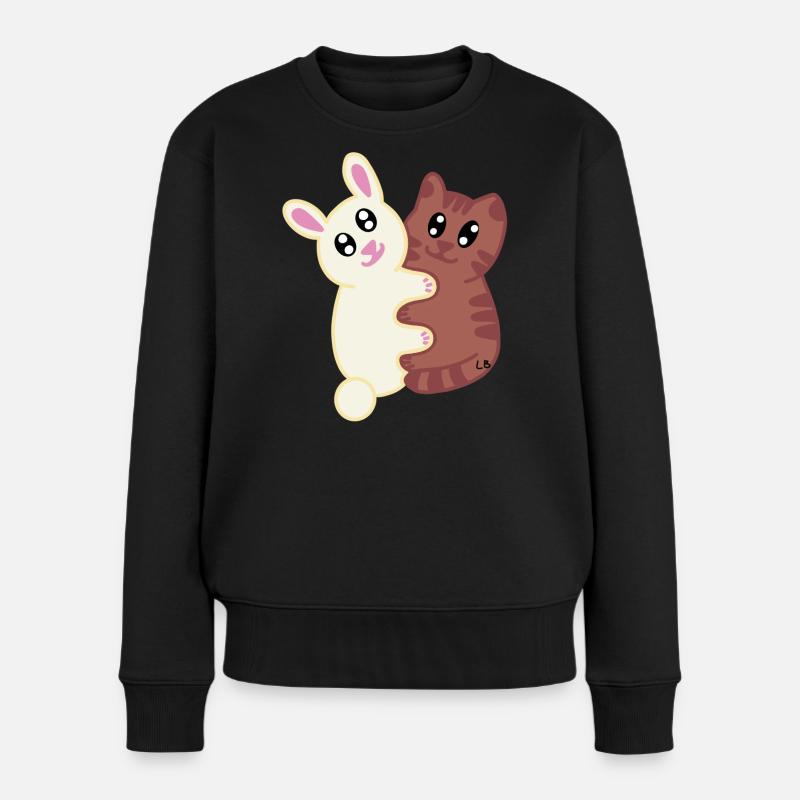 Lapin et chat par L !LA - Pull Premium bio Femme - noir