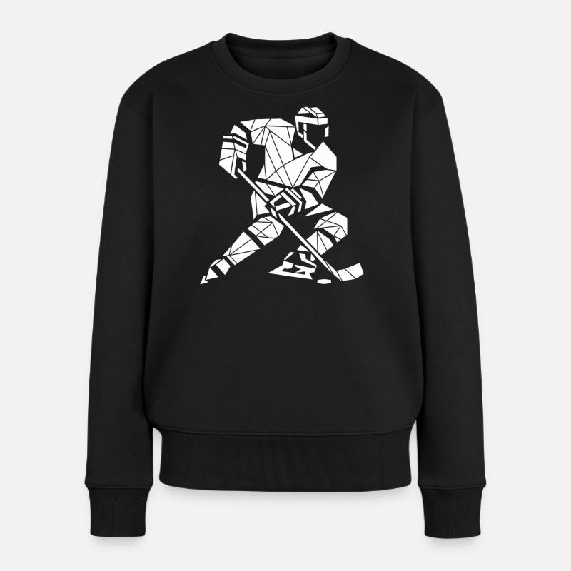 Eishockey Spieler Polygon Sport Design - Frauen Premium Bio Pullover - Schwarz