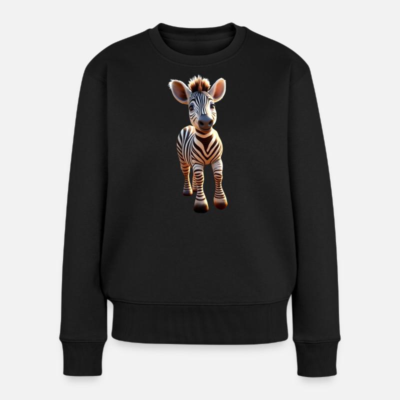 Zebra Afrika Ich Liebe Süße Zebras Wildnis Zebra - Frauen Premium Bio Pullover - Schwarz