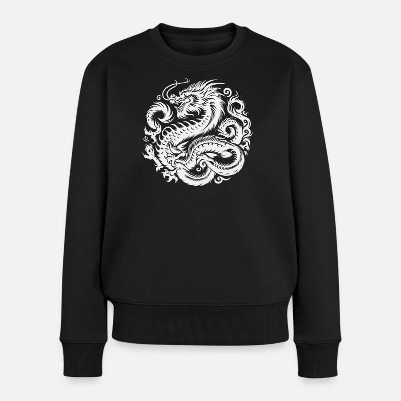 Chinesisches Drachen-Tattoo - Frauen Premium Bio Pullover - Schwarz