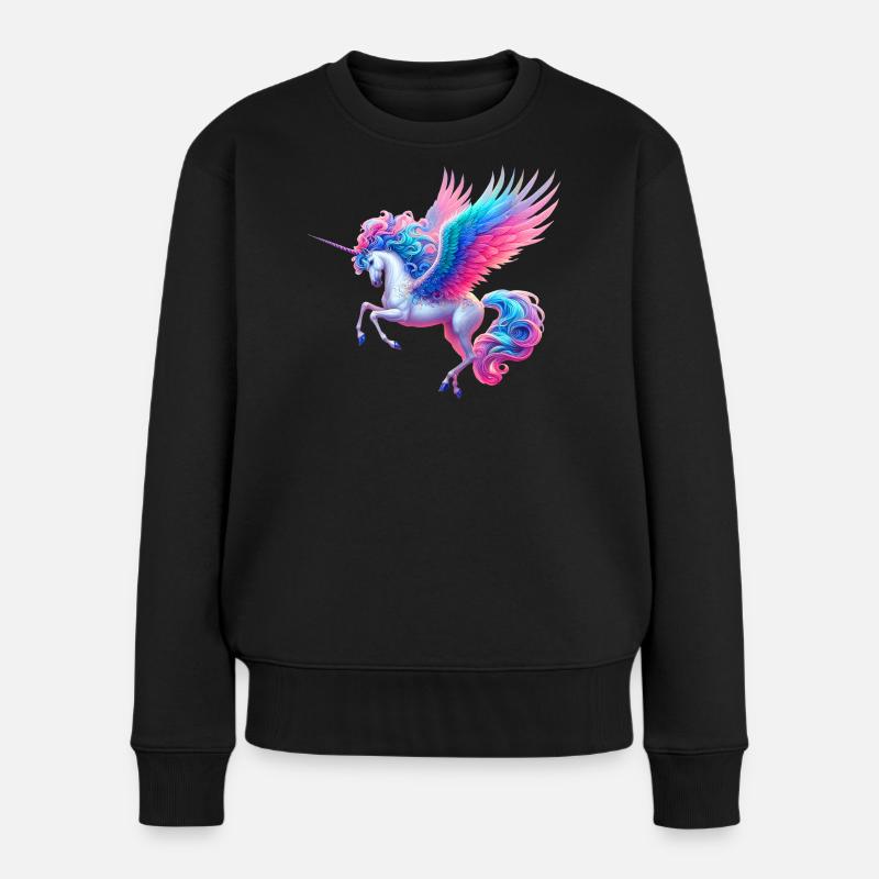 Einhorn (02) - Frauen Premium Bio Pullover - Schwarz