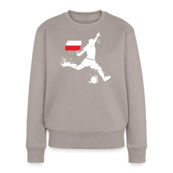 Fußball Spieler Explosion Polen EM 2024 WM Symbol - Frauen Premium Bio Pullover - Taupe - Vorne - Julia (174cm)