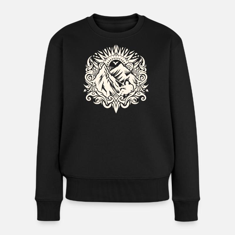 Liebe zu den Bergen - Frauen Premium Bio Pullover - Schwarz
