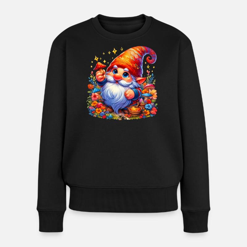 Gnom-Goblin-Elf - Frauen Premium Bio Pullover - Schwarz
