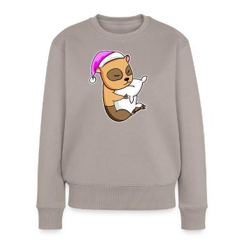 Cochon d’Inde Fatigué Dormir Fille Endormie - Pull Premium bio Femme - taupe - Devant - Julia (174cm)