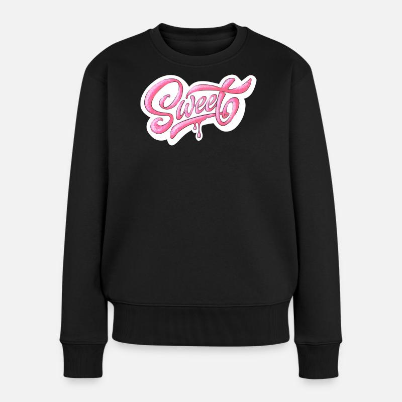 Süßes rosa Glitzer handbeschriftetes Design - Frauen Premium Bio Pullover - Schwarz