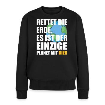 La bière sauve la planète - Pull Premium bio Femme - noir - Devant - Julia (174cm)