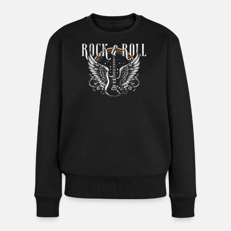 Rock & Roll Guitar - Frauen Premium Bio Pullover - Schwarz