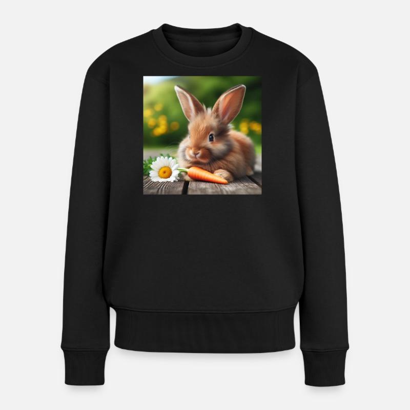 Entzückender Hase - Frauen Premium Bio Pullover - Schwarz