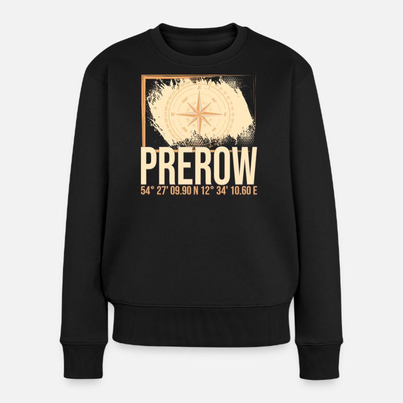 Prerow Koordinaten - Frauen Premium Bio Pullover - Schwarz