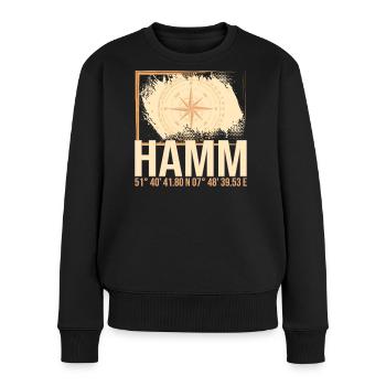 Hamm Koordinaten - Frauen Premium Bio Pullover - Schwarz - Vorne - Julia (174cm)