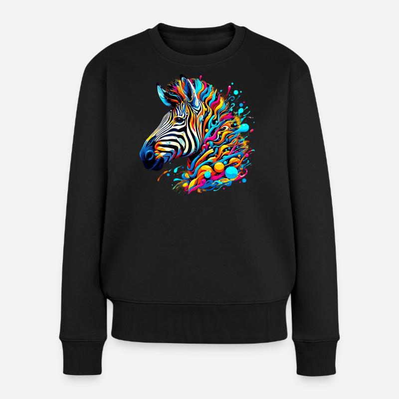 Zebra - Frauen Premium Bio Pullover - Schwarz