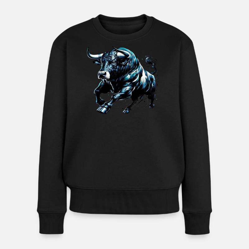 Stier - Frauen Premium Bio Pullover - Schwarz