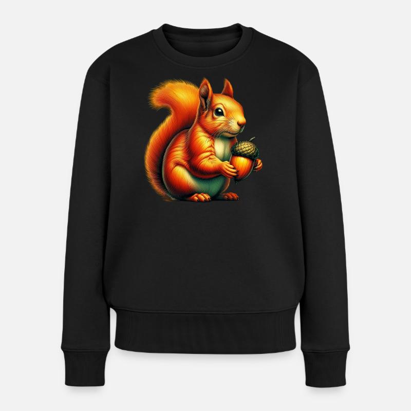 Eichhörnchen - Frauen Premium Bio Pullover - Schwarz