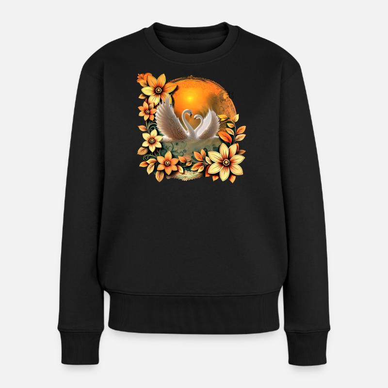Beaux cygnes amoureux. - Pull Premium bio Femme - noir