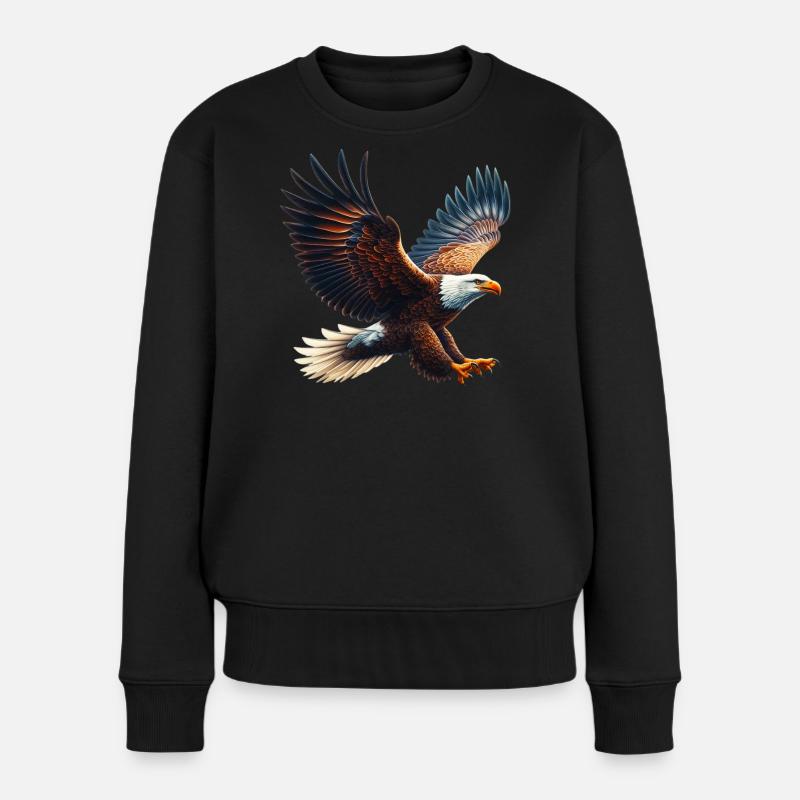 Adler - Frauen Premium Bio Pullover - Schwarz