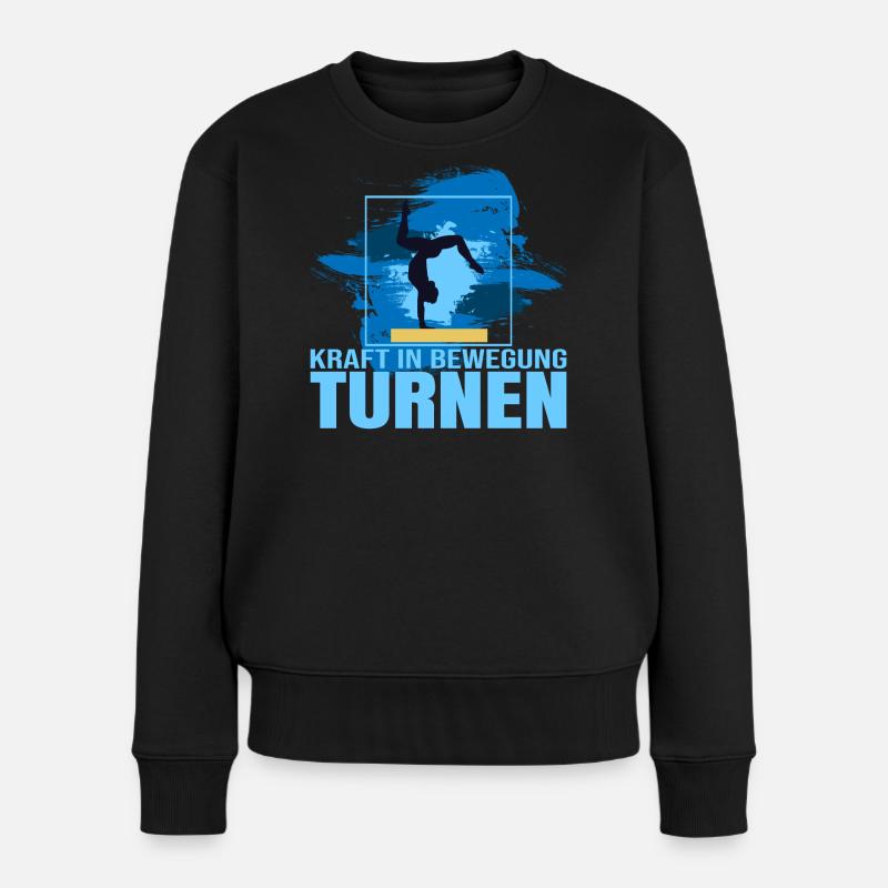 Kraft in Bewegung- Turnen - Frauen Premium Bio Pullover - Schwarz