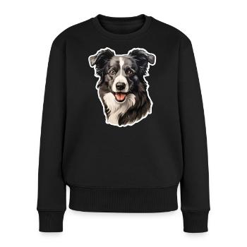 Bordercollie - Frauen Premium Bio Pullover - Schwarz - Vorne - Julia (174cm)