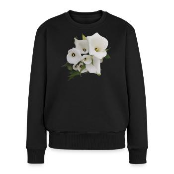 WEISSE CALLAS - Frauen Premium Bio Pullover - Schwarz - Vorne - Julia (174cm)
