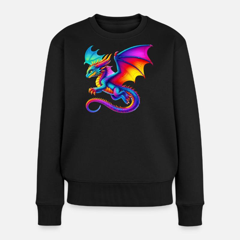 Drache - Frauen Premium Bio Pullover - Schwarz