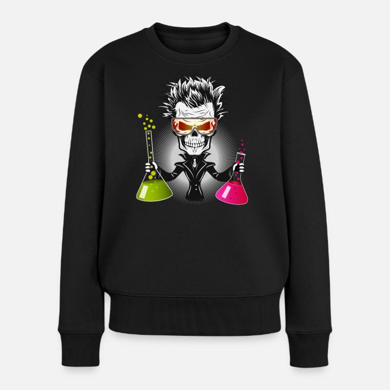 Skull als düsterer Wissenschaftler im Labor - Frauen Premium Bio Pullover - Schwarz