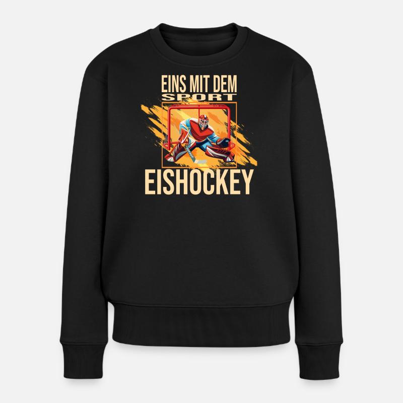 Eins mit dem Sport - Eishockey - Frauen Premium Bio Pullover - Schwarz