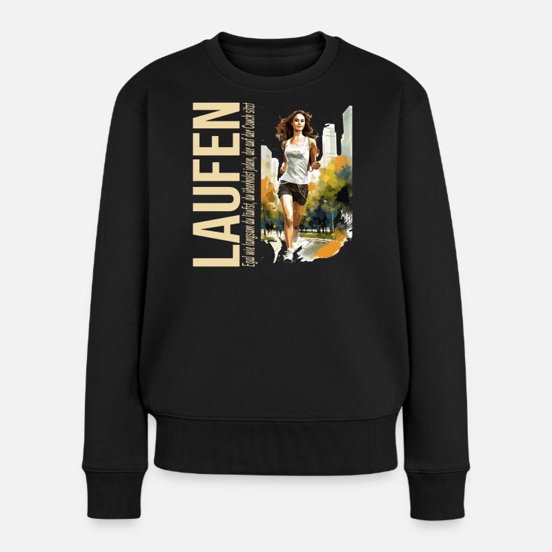 Egal wie langsam du läufst du überholst... - Frauen Premium Bio Pullover - Schwarz