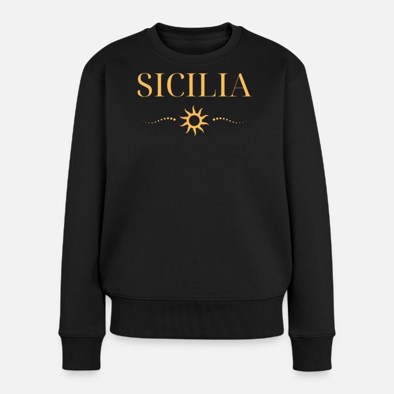 Sizilianische Sonne Küstenmuster - Frauen Premium Bio Pullover - Schwarz