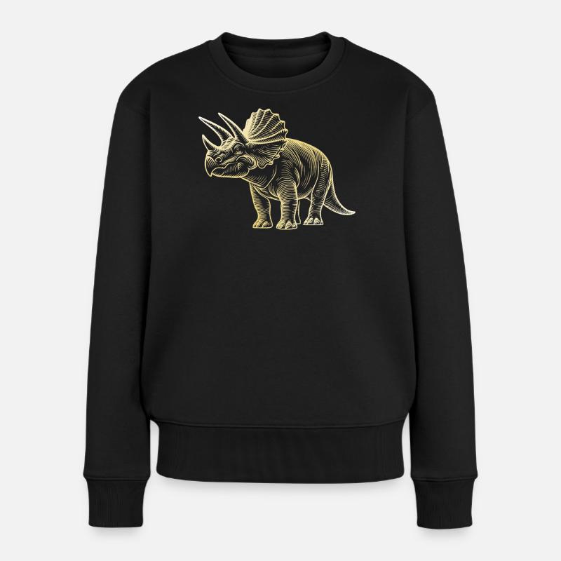 Triceratops-Dinosaurier-Zeichnung - Frauen Premium Bio Pullover - Schwarz