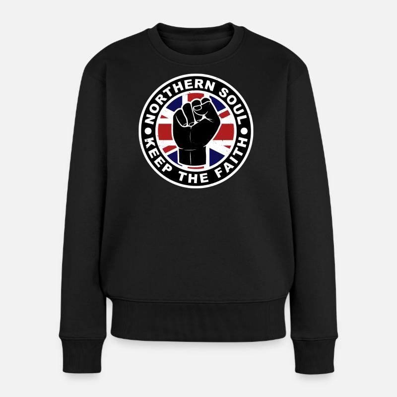 Northern Soul - Behalte den Glauben - Union Jack - Frauen Premium Bio Pullover - Schwarz