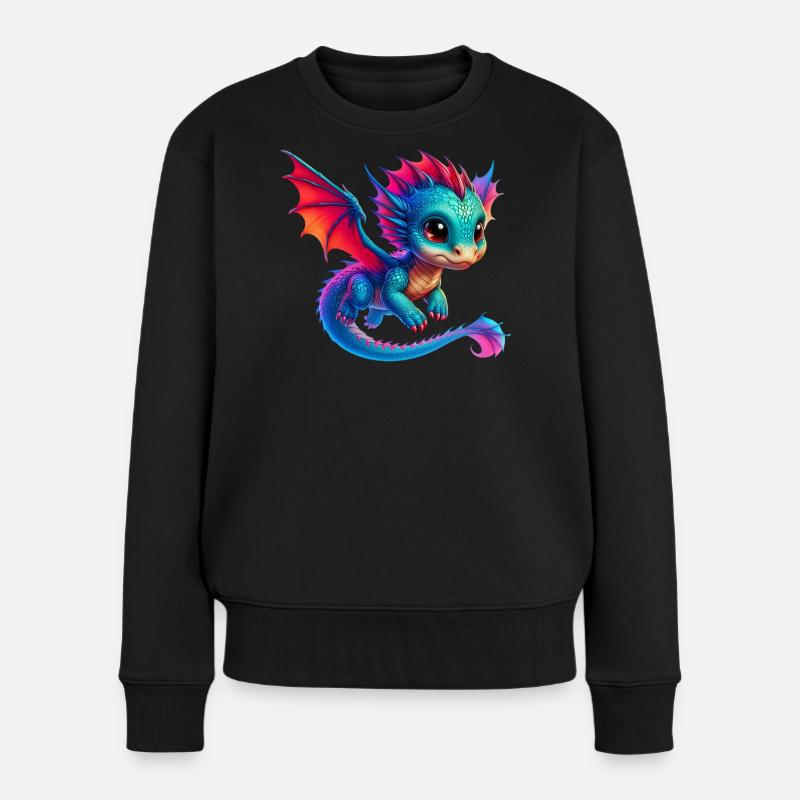 Drache - Frauen Premium Bio Pullover - Schwarz
