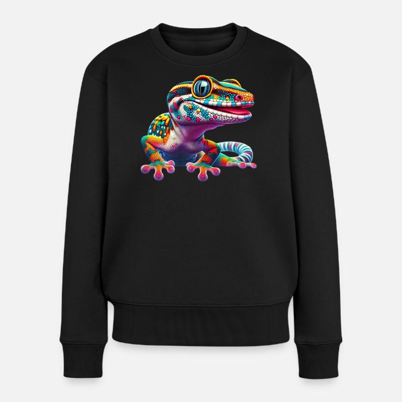 Gecko - Frauen Premium Bio Pullover - Schwarz