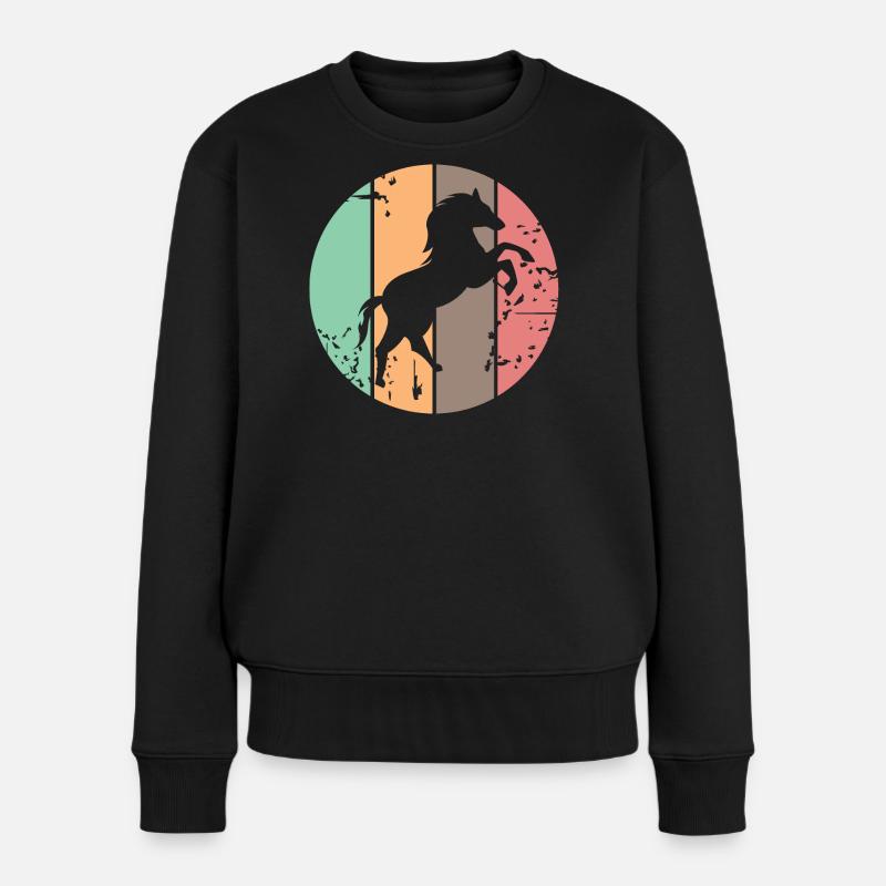 retro Farben Pferd Galopp Tiere Illustration icon - Frauen Premium Bio Pullover - Schwarz