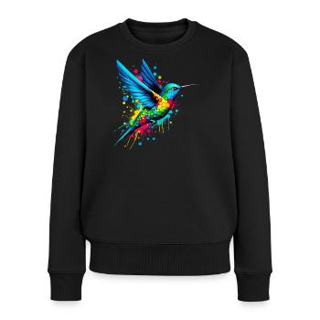 Kolibri - Frauen Premium Bio Pullover - Schwarz - Vorne - Julia (174cm)