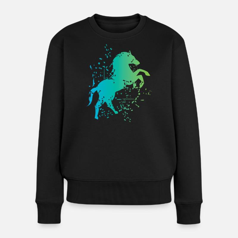 Pferd Illustration Explosion Kunst Symbol icon - Frauen Premium Bio Pullover - Schwarz
