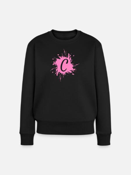 Buchstabe C - Anfangsbuchstabe C - Frauen Premium Bio Pullover - Schwarz