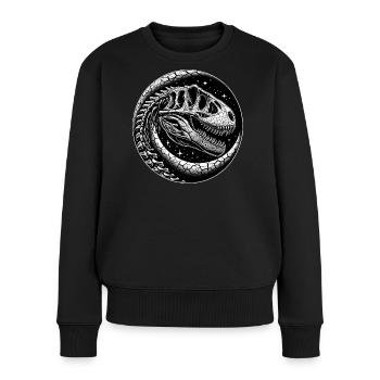 Schwarz-weißes Dinosaurierskeletts für Dino Fans - Frauen Premium Bio Pullover - Schwarz - Vorne - Julia (174cm)