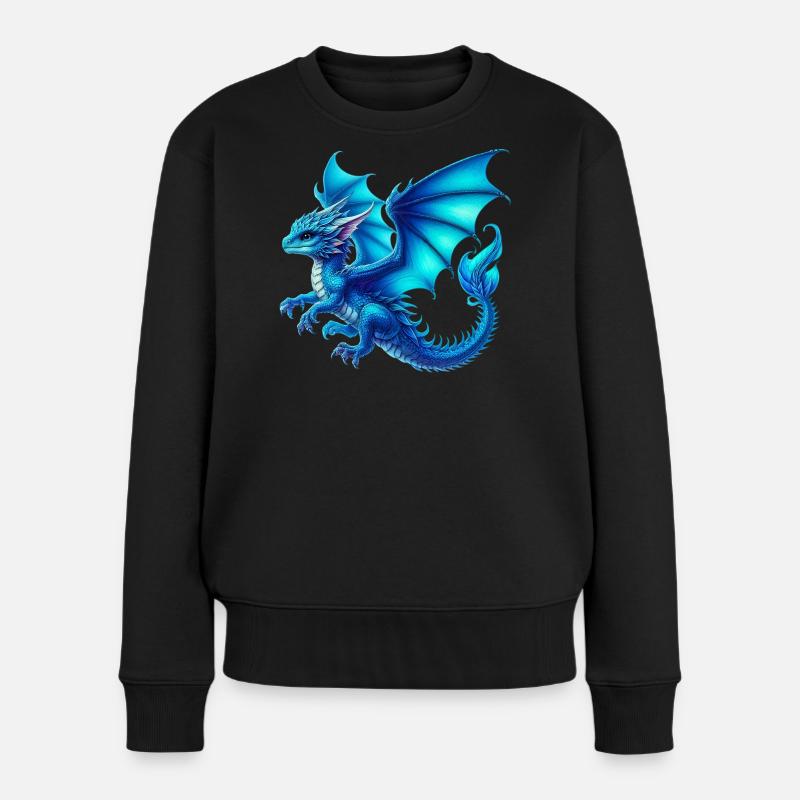 Drache - Frauen Premium Bio Pullover - Schwarz